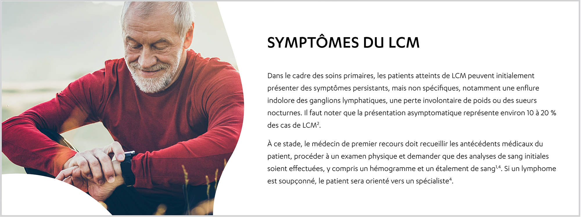 Image d’un homme âgé qui sourit et qui regarde sa montre.