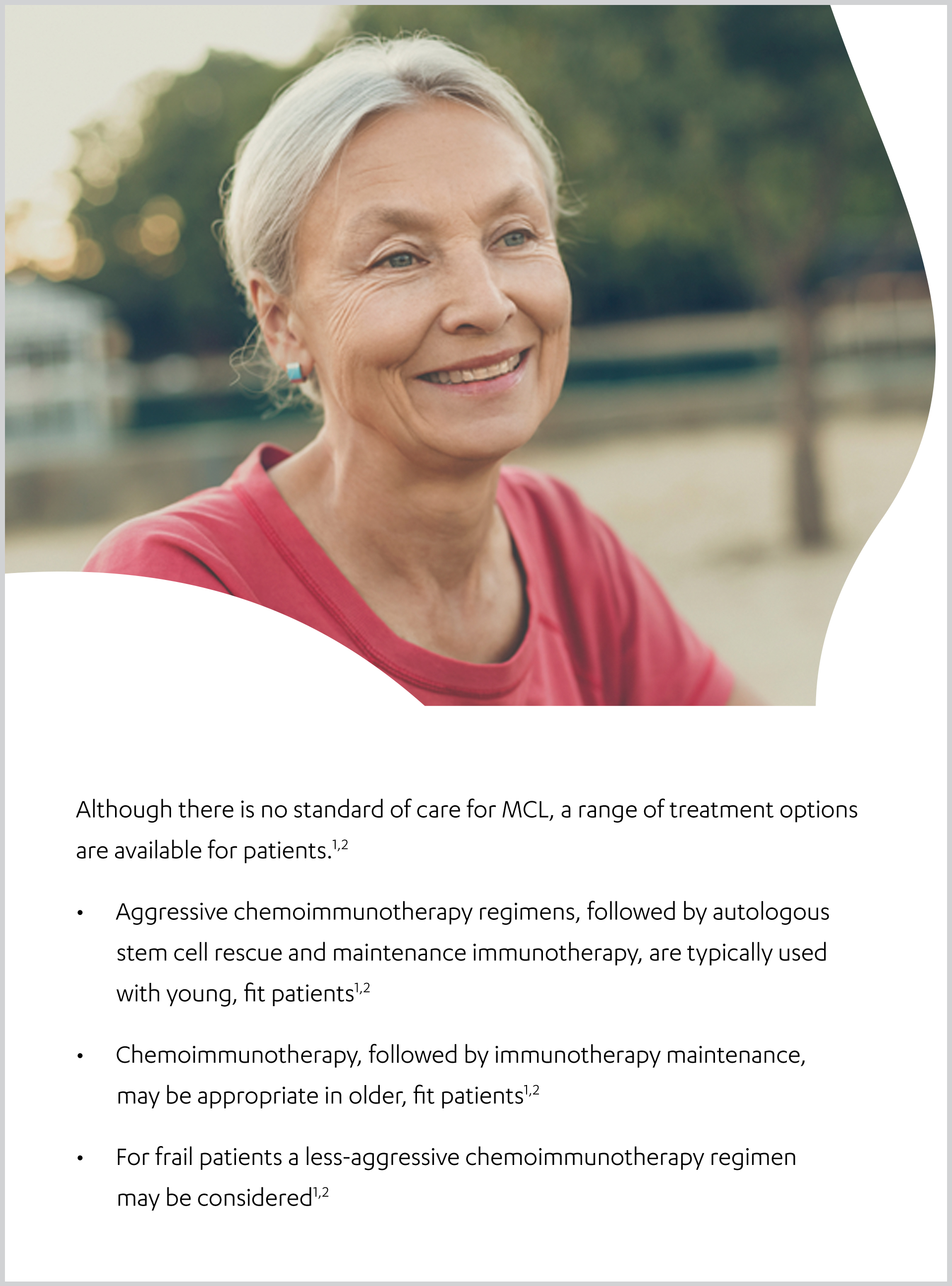 Image of an elderly couple dancing. I can discuss with my patient. Talking through WM treatment options with your patient is an important aspect of choosing the regimen.1,2